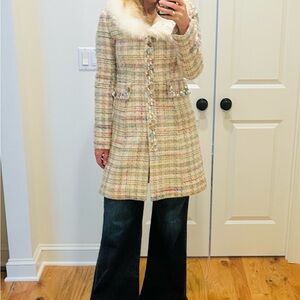 Beth Bowley fur rhinestone tweed coat 2
